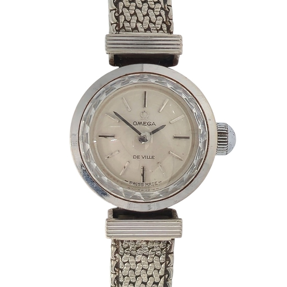 Vintage Omega Silver Index 10K Gold Filled Mesh Band Watch 23mm